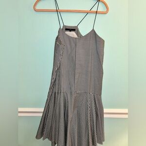 Tibi navy striped drop waist dress
